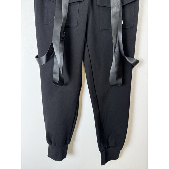 Carmar Faux Suspender Punk Rock Grunge Gothcore Emo Gothic Black Jogger Pants 6 - Picture 5 of 9